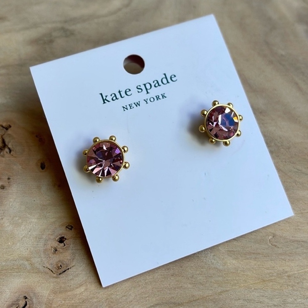 Kate Spade Flying Colors Bezel Stud Earrings in Pink NEW!